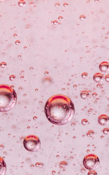 Обои 1600x2560 пузыри, жидкость, розовый