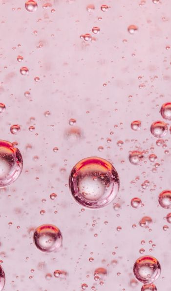 Обои 600x1024 пузыри, жидкость, розовый