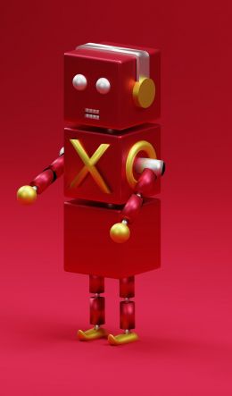 3D modeling, robot, red Wallpaper 600x1024