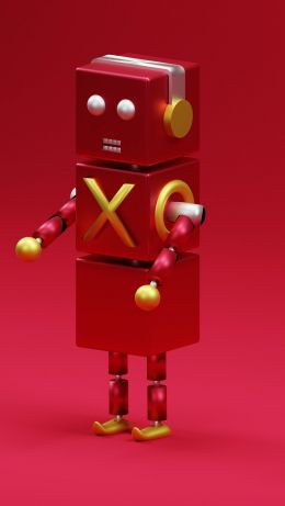 Обои 640x1136 3D моделирование, робот, красный