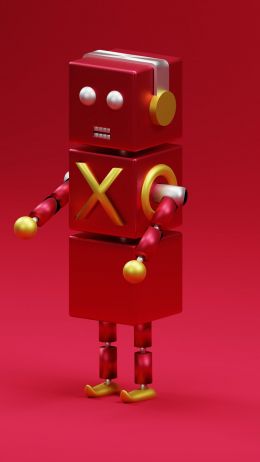 Обои 1080x1920 3D моделирование, робот, красный