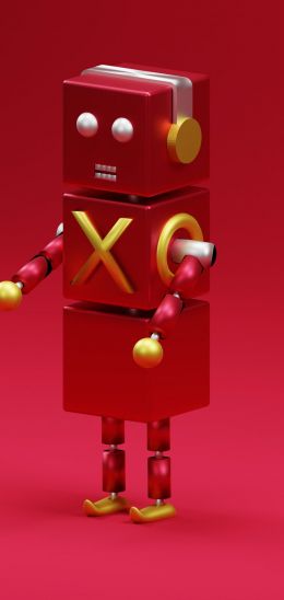 3D modeling, robot, red Wallpaper 720x1520