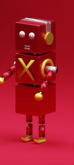 3D modeling, robot, red Wallpaper 720x1600