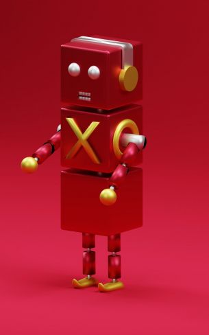3D modeling, robot, red Wallpaper 1200x1920