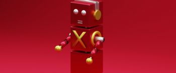 3D modeling, robot, red Wallpaper 2560x1080