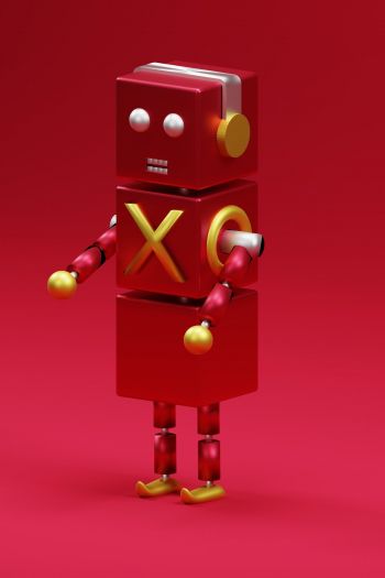 3D modeling, robot, red Wallpaper 640x960