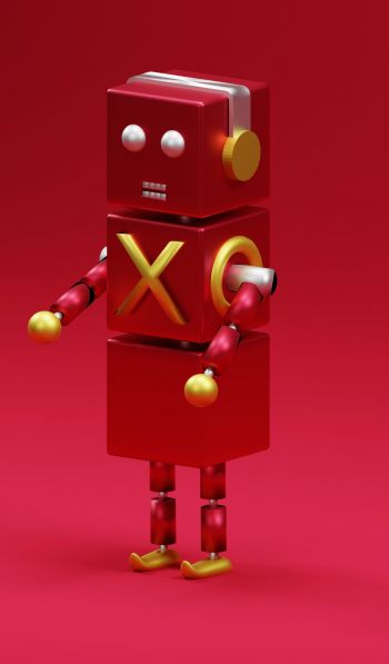 3D modeling, robot, red Wallpaper 600x1024