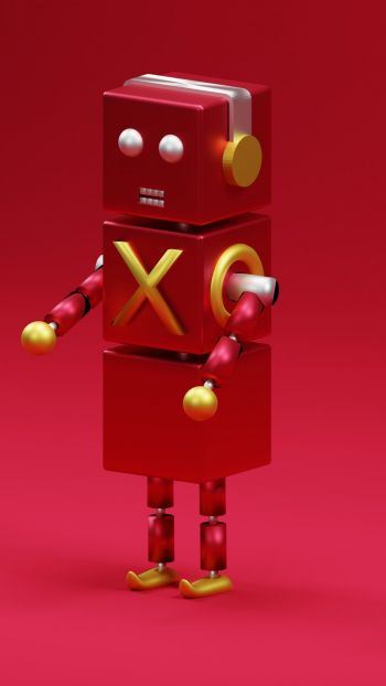 Обои 1080x1920 3D моделирование, робот, красный