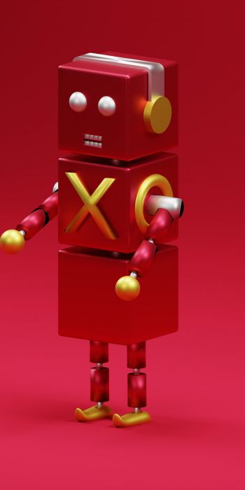 Обои 720x1440 3D моделирование, робот, красный