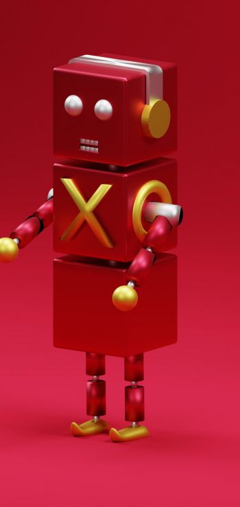 3D modeling, robot, red Wallpaper 720x1520