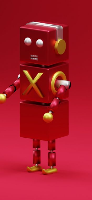Обои 828x1792 3D моделирование, робот, красный