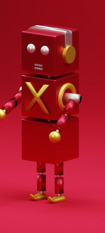 3D modeling, robot, red Wallpaper 720x1600