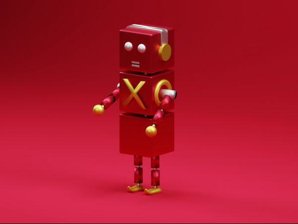 3D modeling, robot, red Wallpaper 2592x1944