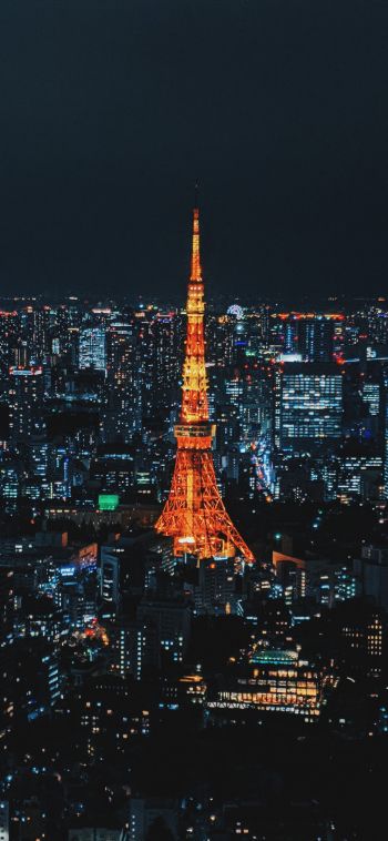 Обои 1080x2340 Токио, Япония, ночной город