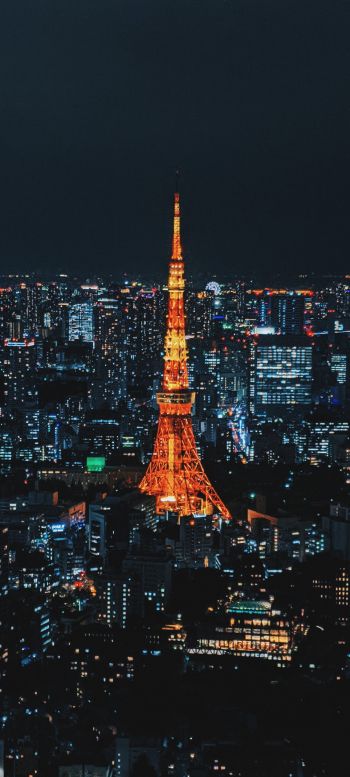 Обои 1080x2400 Токио, Япония, ночной город