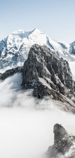mountains, clouds, white Wallpaper 1080x2280