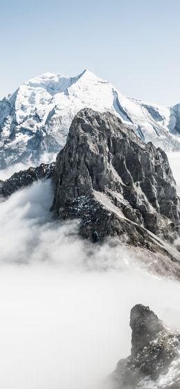 mountains, clouds, white Wallpaper 1170x2532