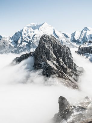 mountains, clouds, white Wallpaper 1620x2160