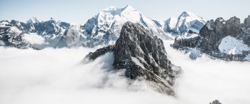 mountains, clouds, white Wallpaper 3440x1440