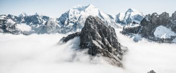 mountains, clouds, white Wallpaper 2560x1080