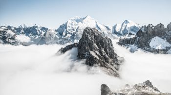 mountains, clouds, white Wallpaper 2048x1152