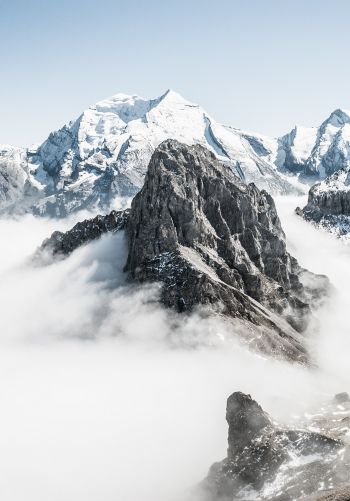 mountains, clouds, white Wallpaper 1668x2388