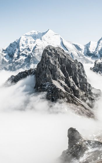 mountains, clouds, white Wallpaper 1200x1920