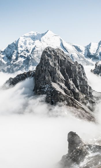 mountains, clouds, white Wallpaper 1200x2000