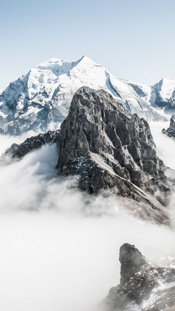 mountains, clouds, white Wallpaper 640x1136