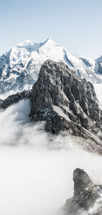 mountains, clouds, white Wallpaper 720x1520