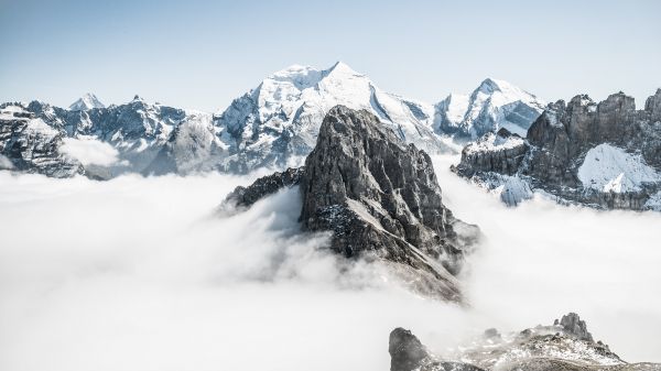 mountains, clouds, white Wallpaper 2560x1440