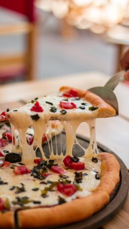 pizza, delicious, baked goods Wallpaper 640x1136