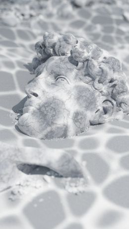 Обои 640x1136 Давид, скульптура, под водой