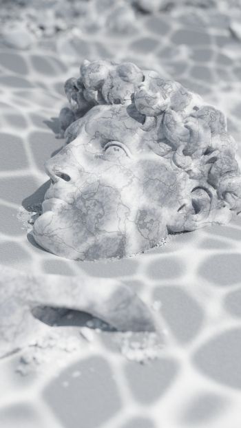 David, sculpture, underwater Wallpaper 1440x2560