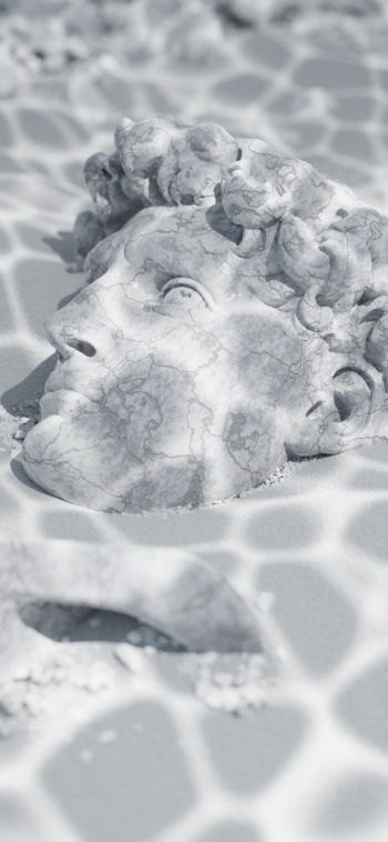 David, sculpture, underwater Wallpaper 1080x2340