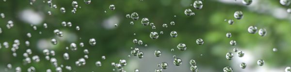 drops, water, air Wallpaper 1590x400