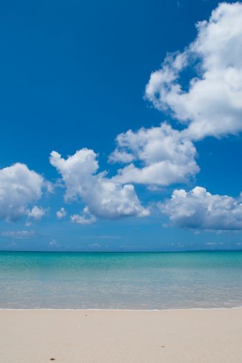Обои 640x960 берег, облака, море, песок
