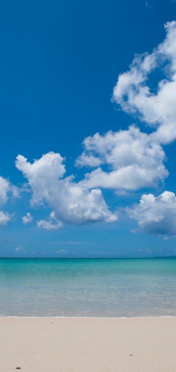 Обои 1440x3040 берег, облака, море, песок