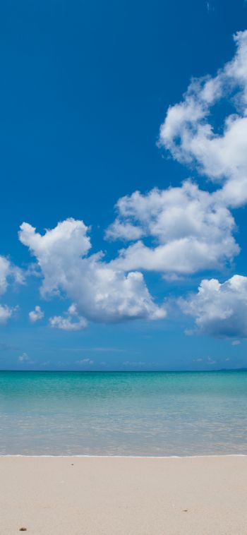 Обои 1080x2340 берег, облака, море, песок