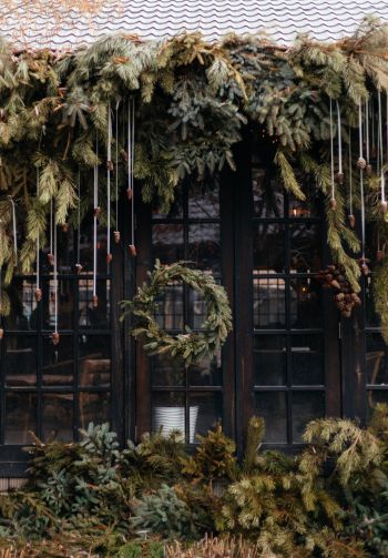 wreath, coniferous branches, christmas Wallpaper 1640x2360