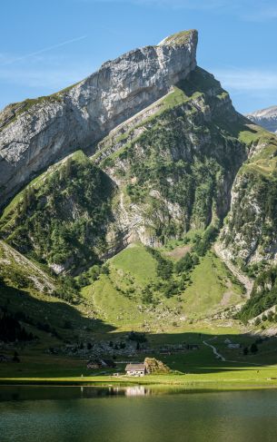 mountains, lake, lake house Wallpaper 1752x2800