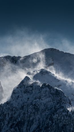 Обои 750x1334 горы, снег, ветер