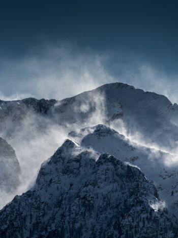 mountains, snow, wind Wallpaper 1536x2048