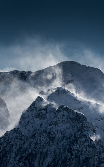 mountains, snow, wind Wallpaper 1752x2800