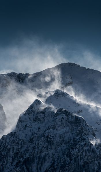 mountains, snow, wind Wallpaper 600x1024