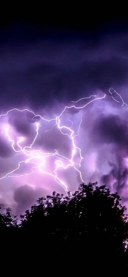 thunderstorm, lightning, night Wallpaper 1080x2340