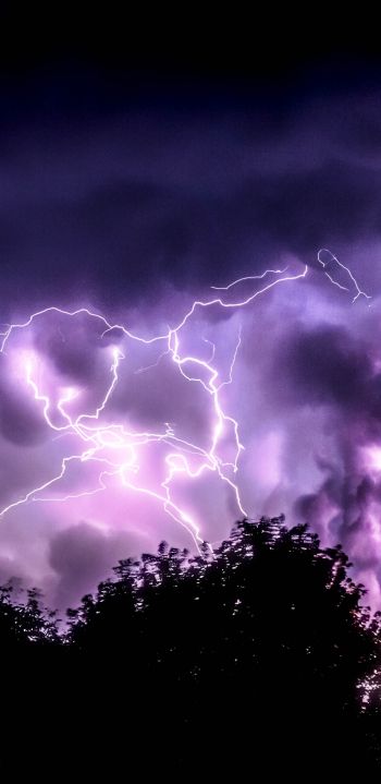 thunderstorm, lightning, night Wallpaper 1080x2220