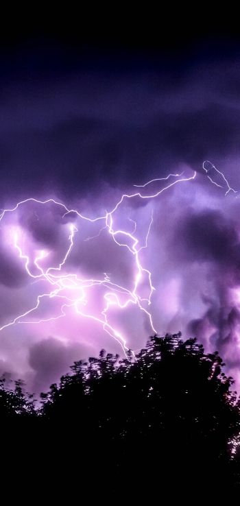 thunderstorm, lightning, night Wallpaper 1080x2280