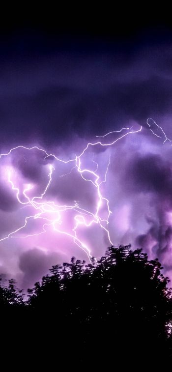 thunderstorm, lightning, night Wallpaper 1284x2778