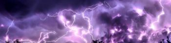 thunderstorm, lightning, night Wallpaper 1590x400